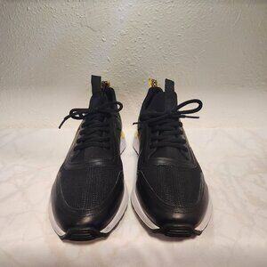 Vinci Men's Size 44 The Rakka Black & Yellow Leather Men Sneaker Fashion Low Top